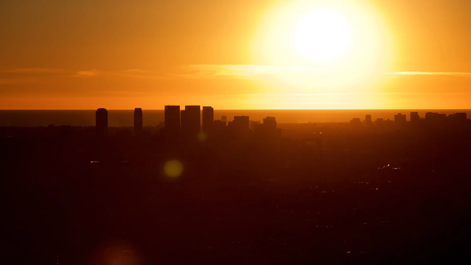 Los Angeles skyline at sunset; illustrative city photograph, not an image from the shoot